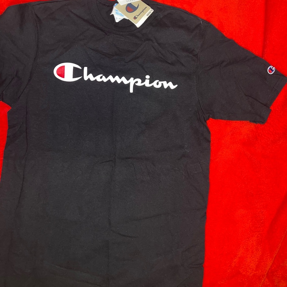 Champion Black Tee with Logo